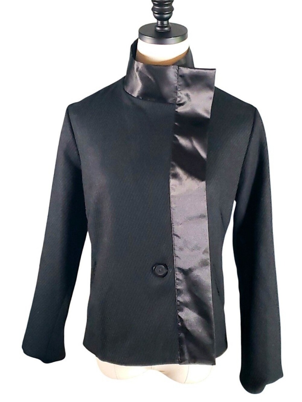 Calvin Tran Aysemetrical Wool Satin Mockneck Jacket S Avant Guard Artsy Designer